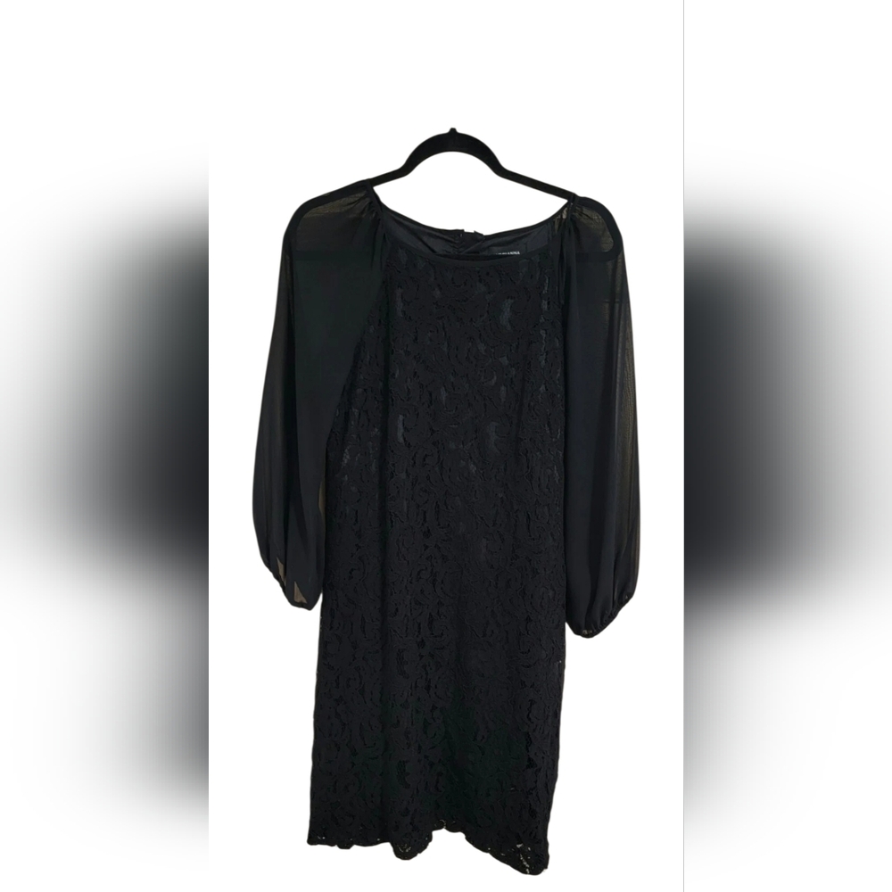 Adrianna Papell Black Lace Overlay Dress Size 12